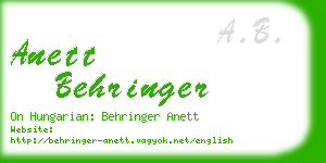 anett behringer business card